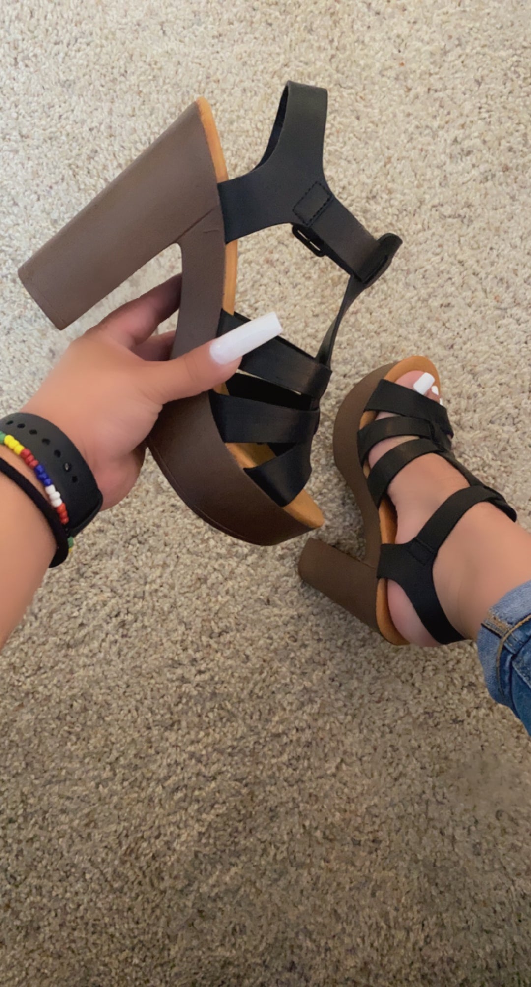 Alba Platform Block Heel- Black