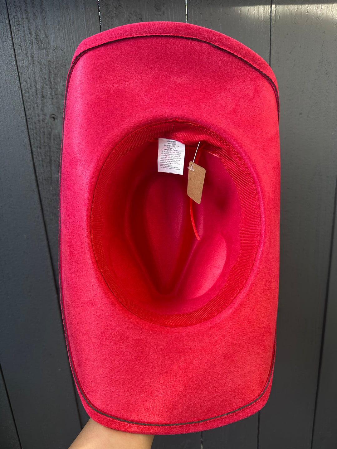 Red Cowgirl Hat with Gold Engraved Hearts Band