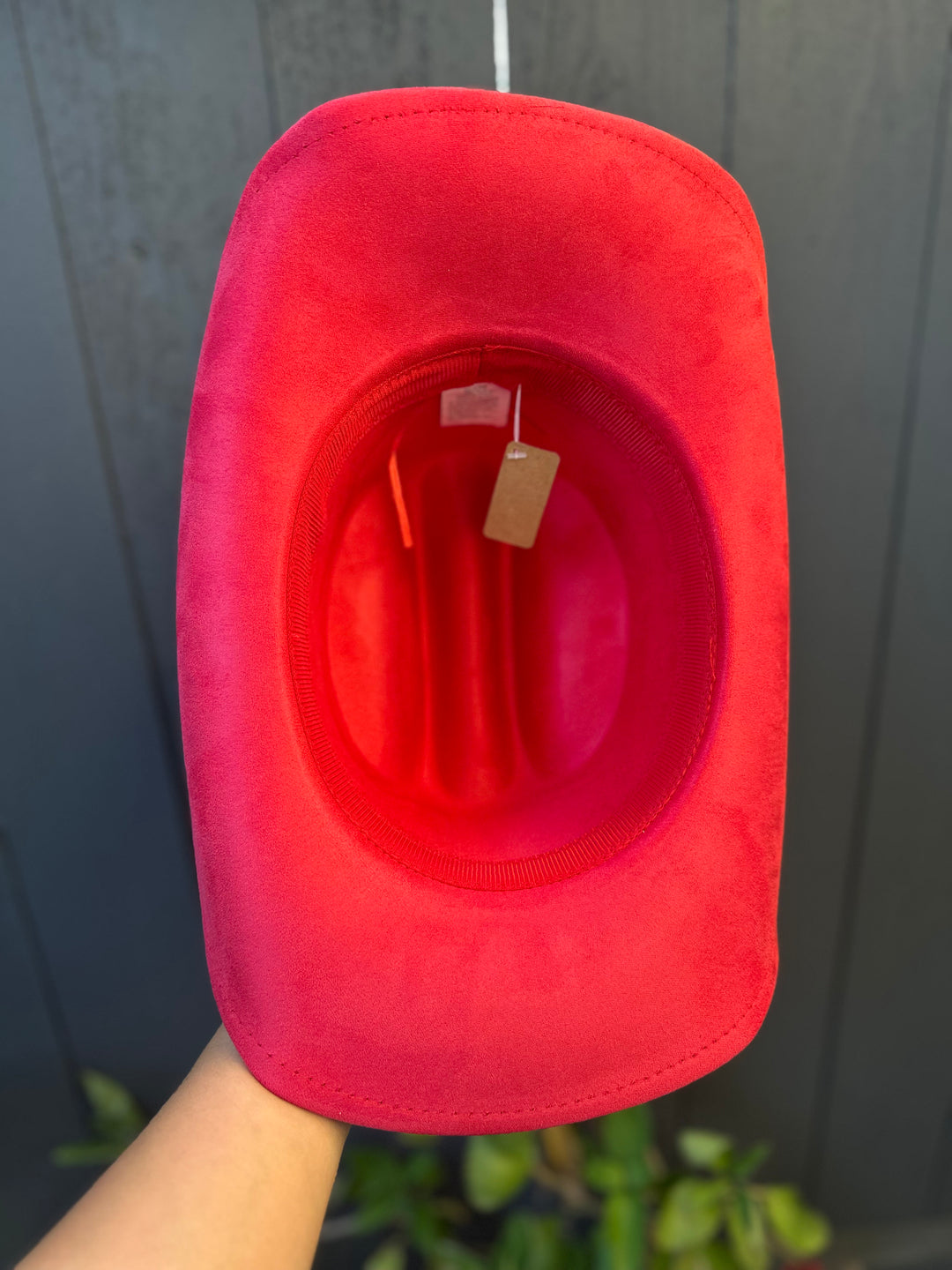 Solid Red Faux Suede Cowgirl Hat