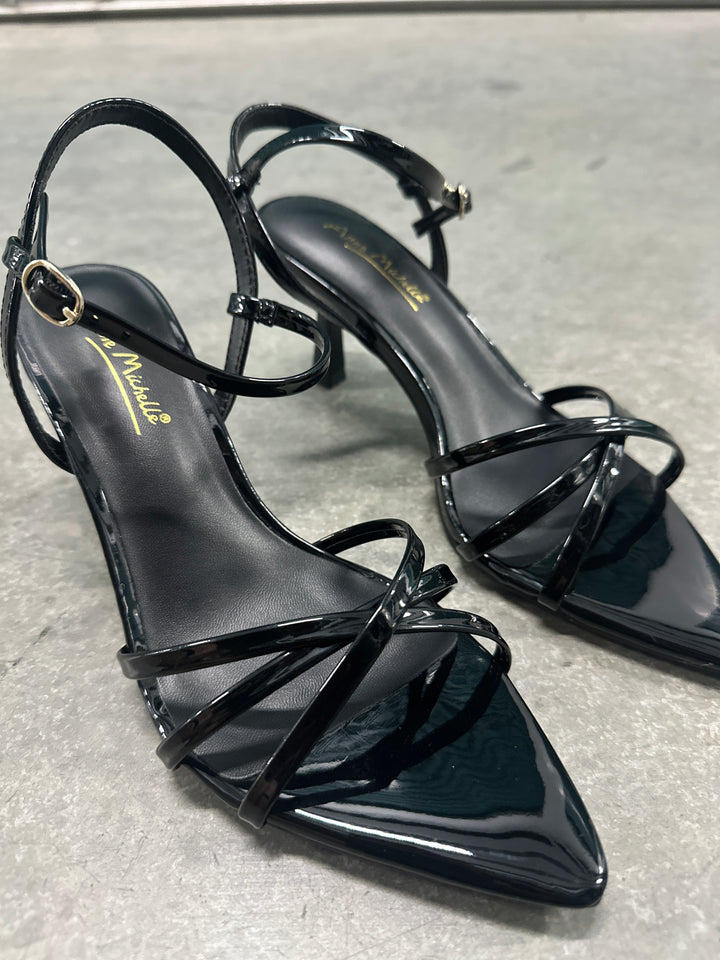 Patent Black Kitten Heel Mule- Susan