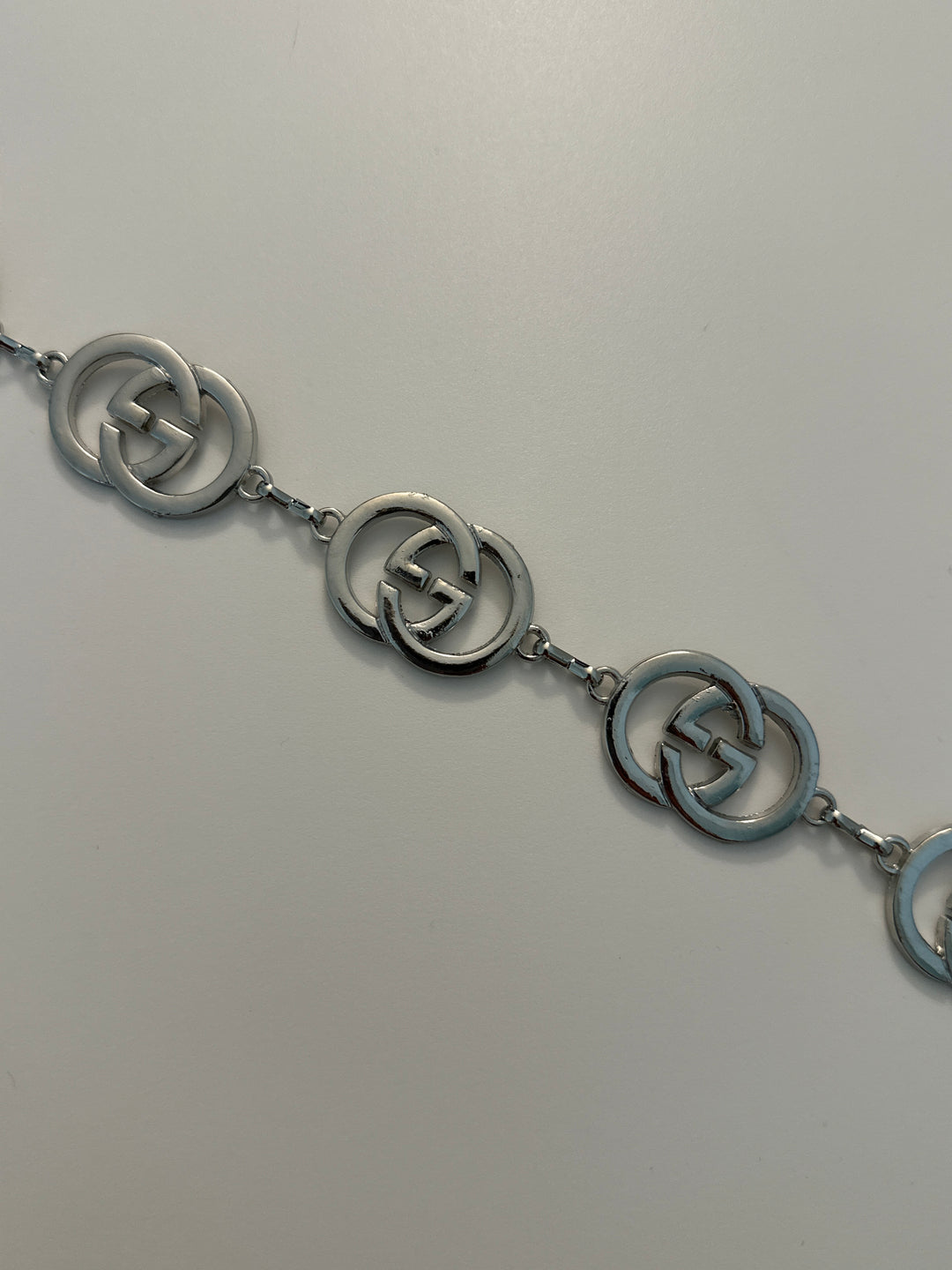 Silver Tone Interlocking Chain Belt