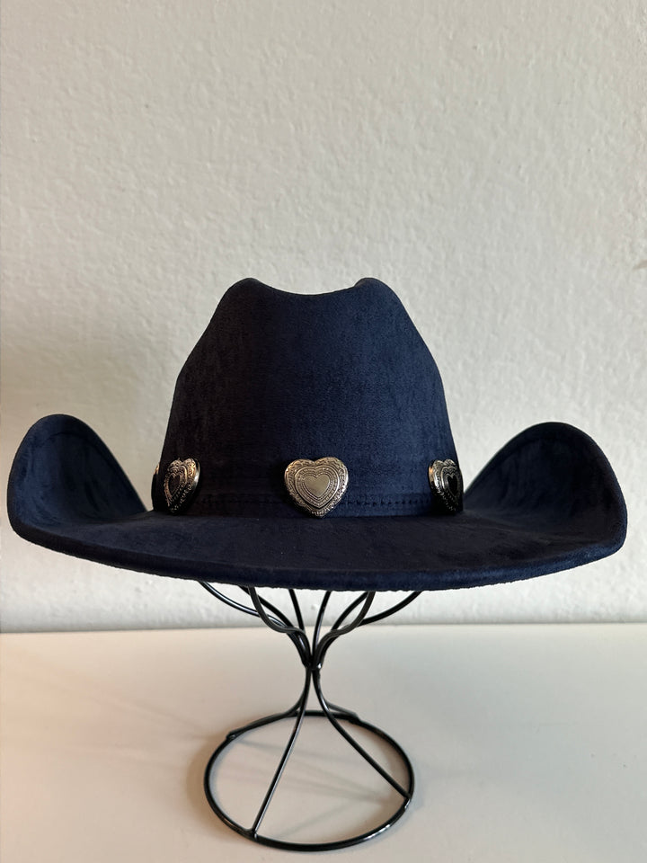 Navy  Cowboy Hat with Heart Accents