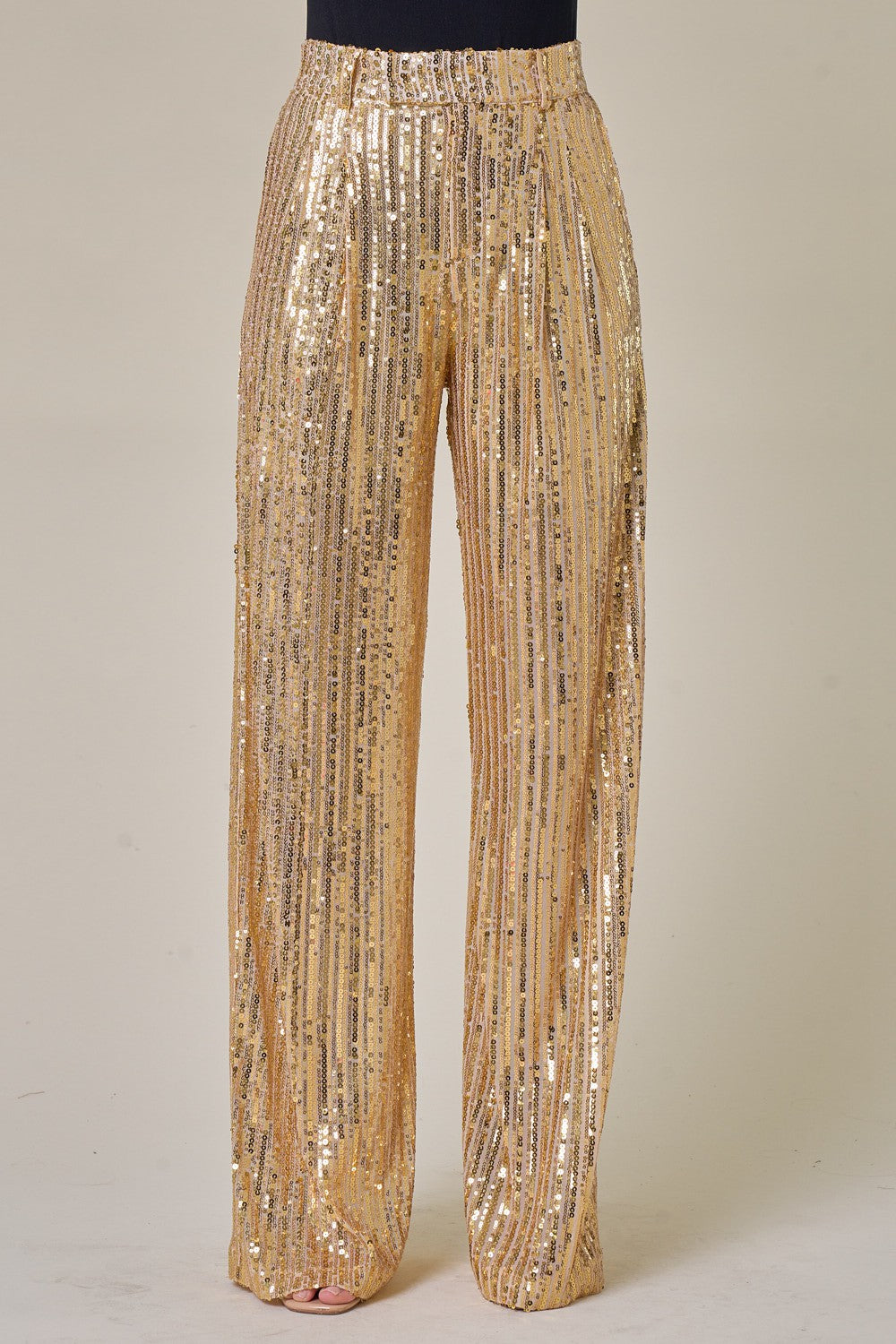 Gold Sequin Wide Leg Trousers