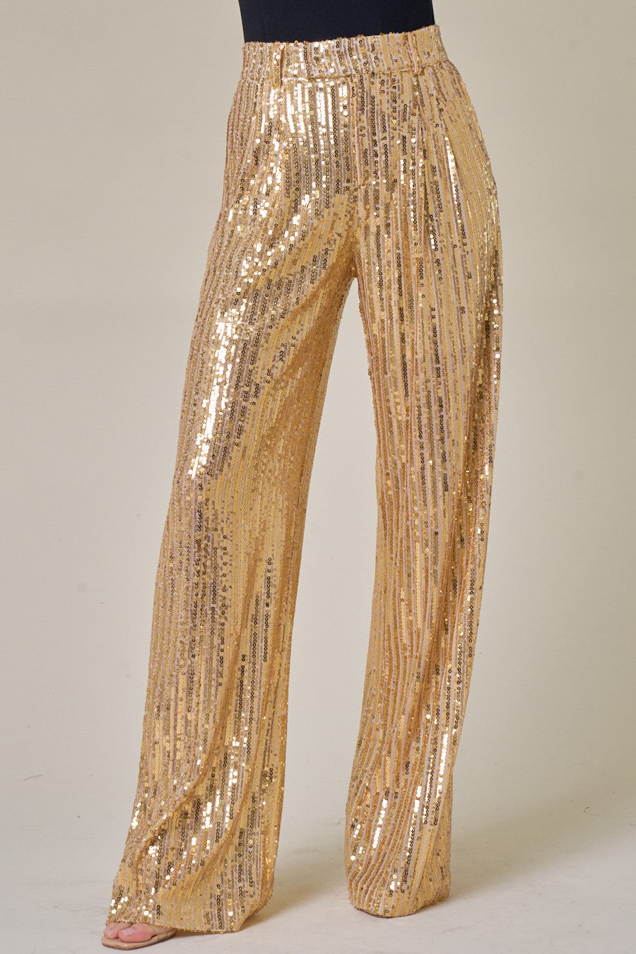 Gold Sequin Wide Leg Trousers