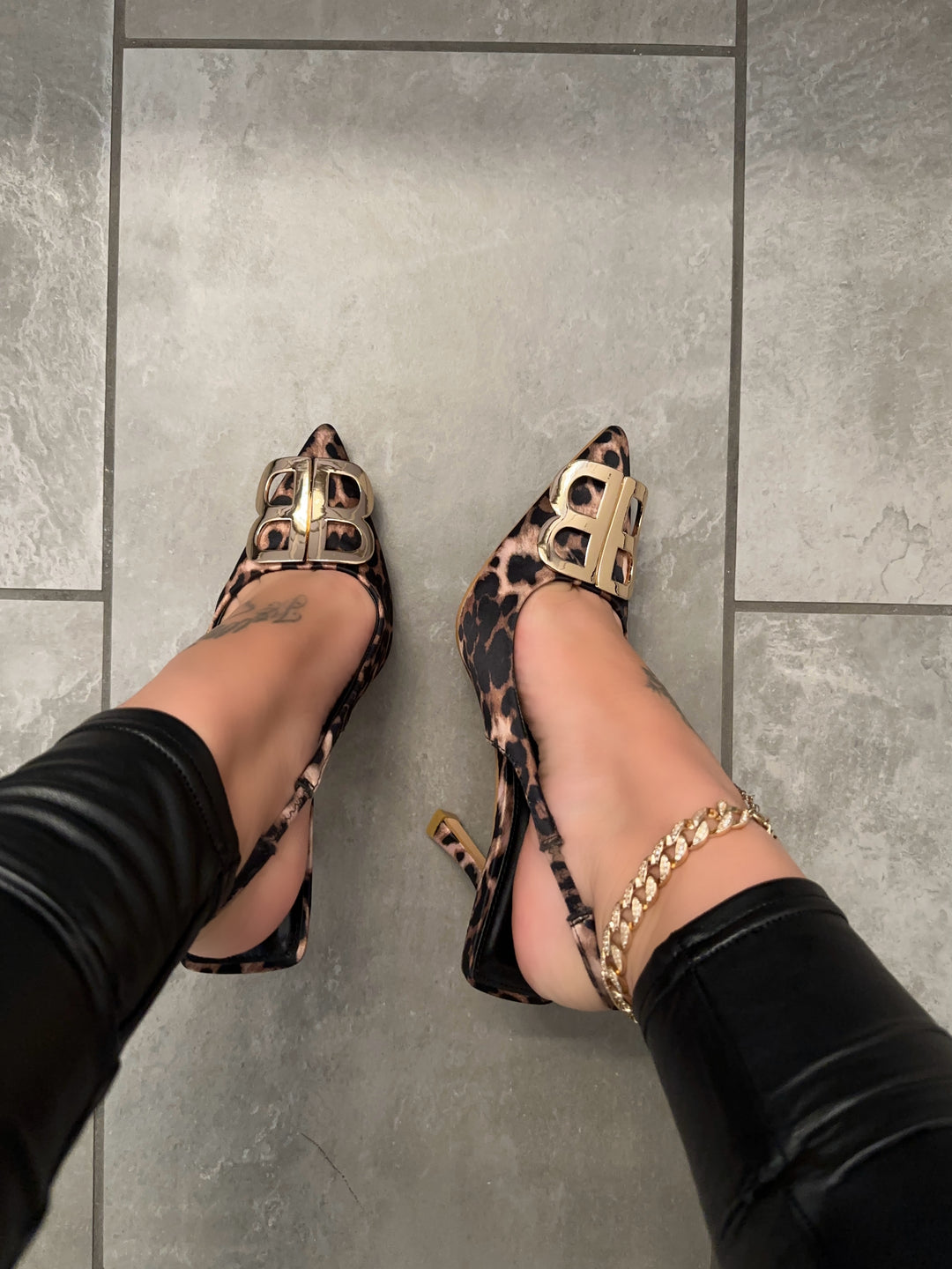 Pointed Toe Leopard Print Slingback Heels- Savanna