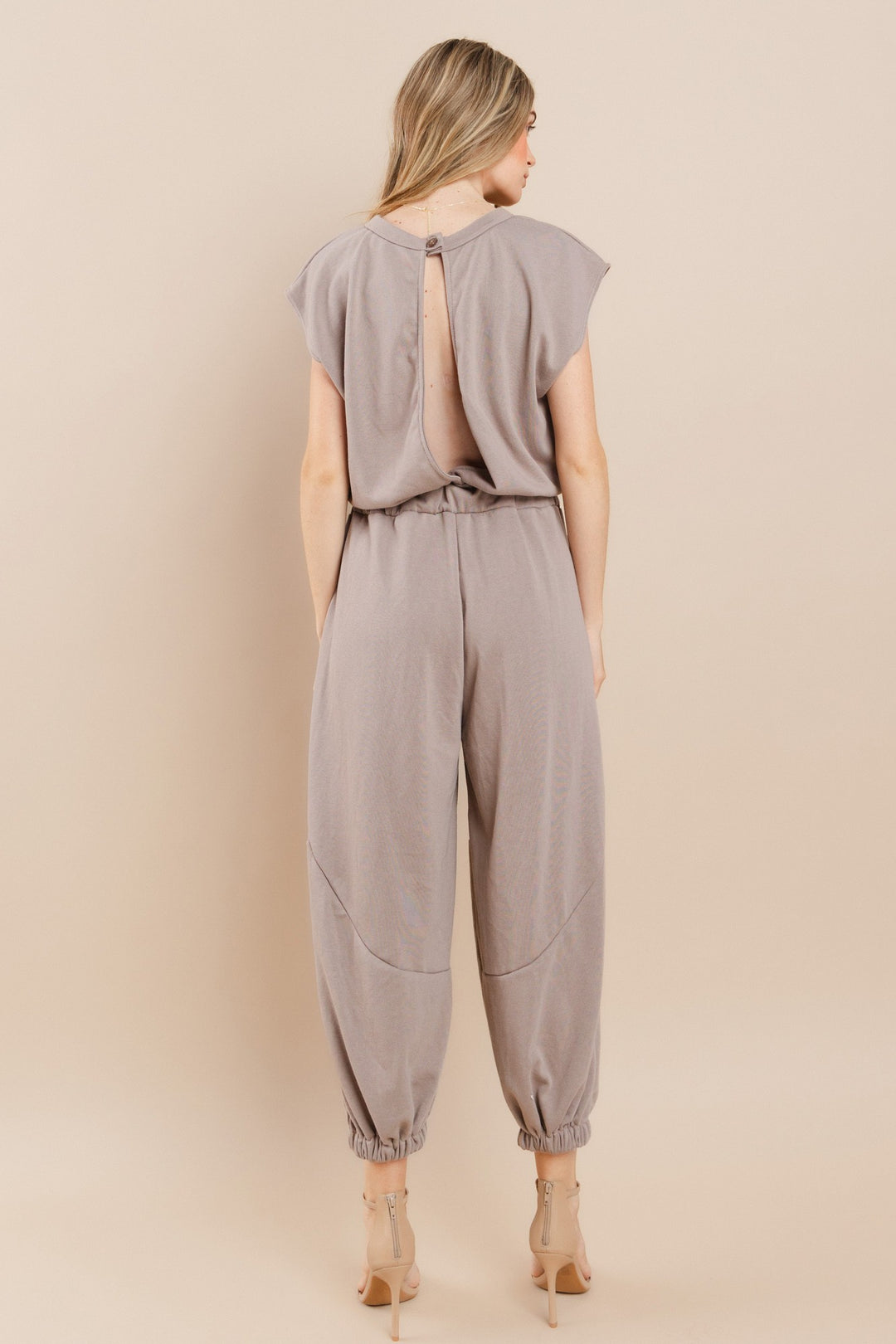 Terry Onesie Jumpsuit- Taupe