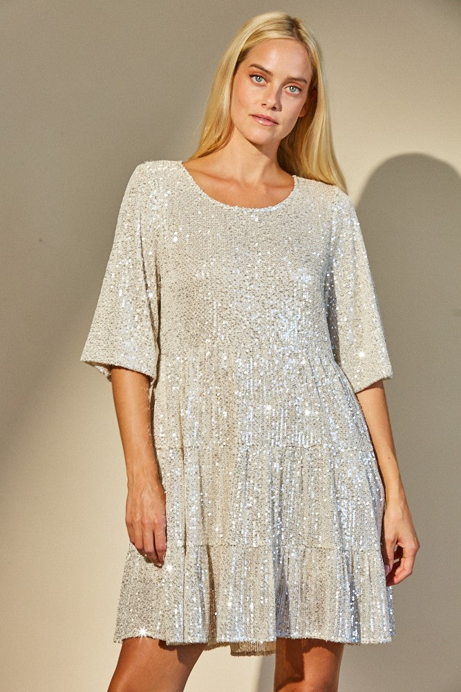 Champagne Sequins Babydoll Dress