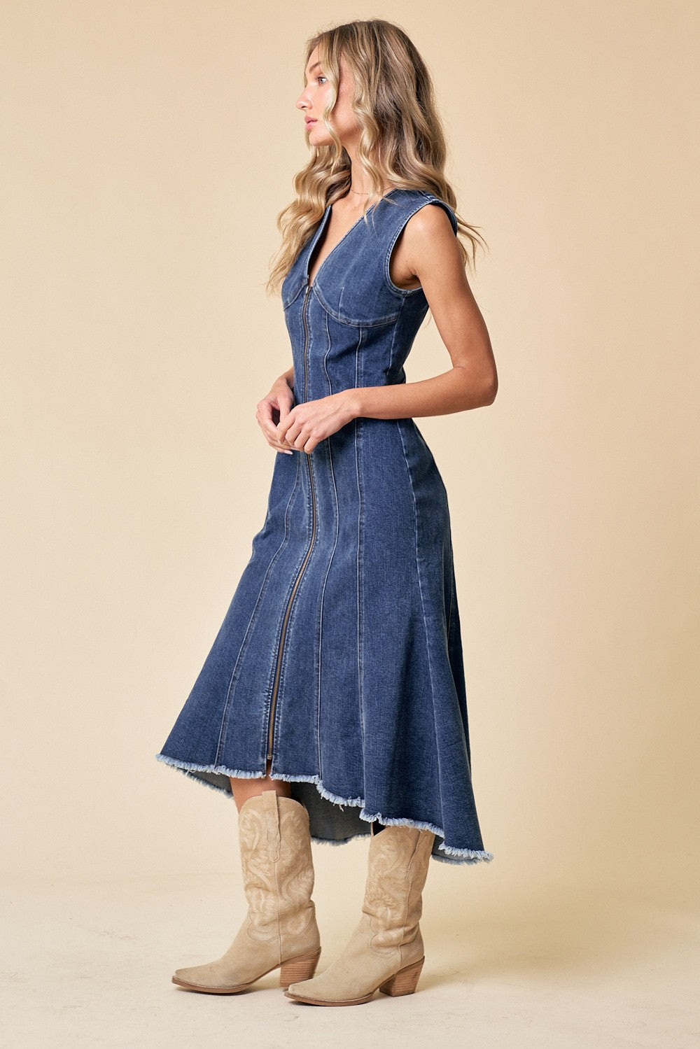 Panelled Midi Denim Dress