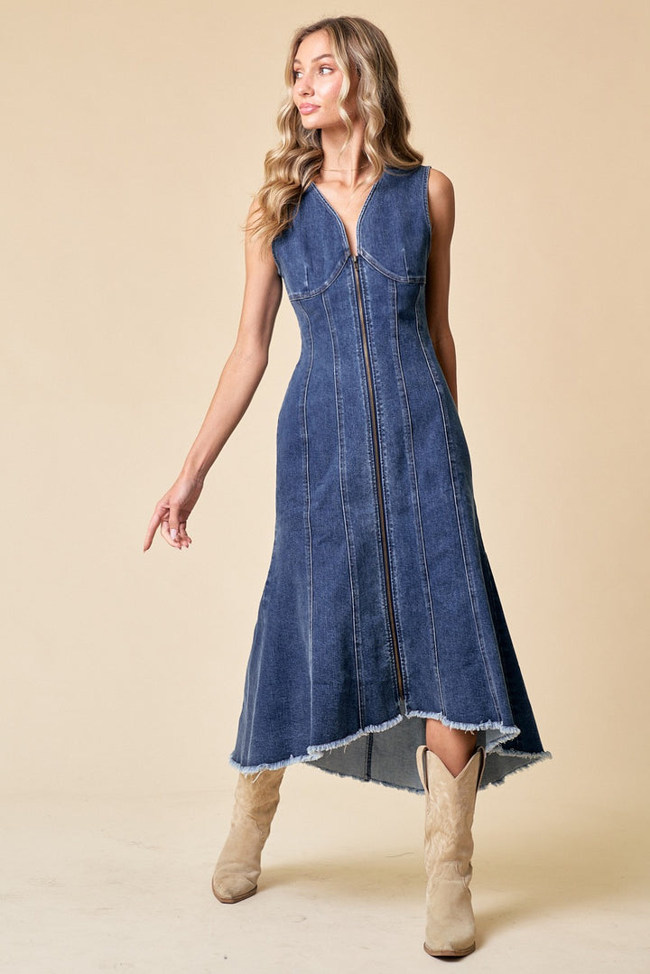 Panelled Midi Denim Dress