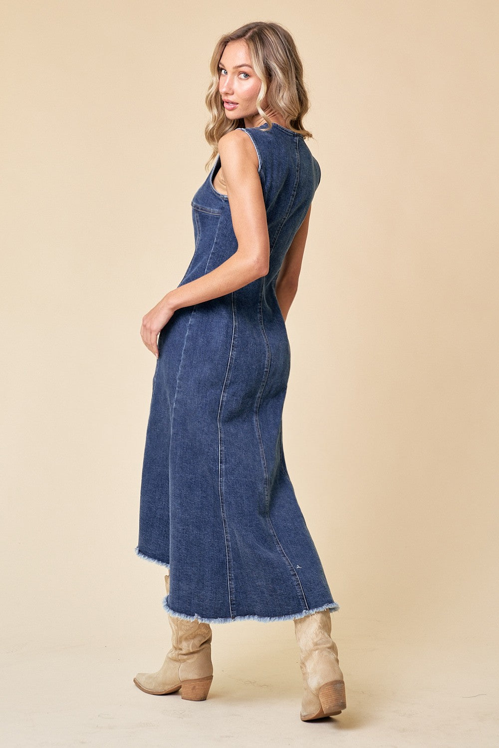 Panelled Midi Denim Dress