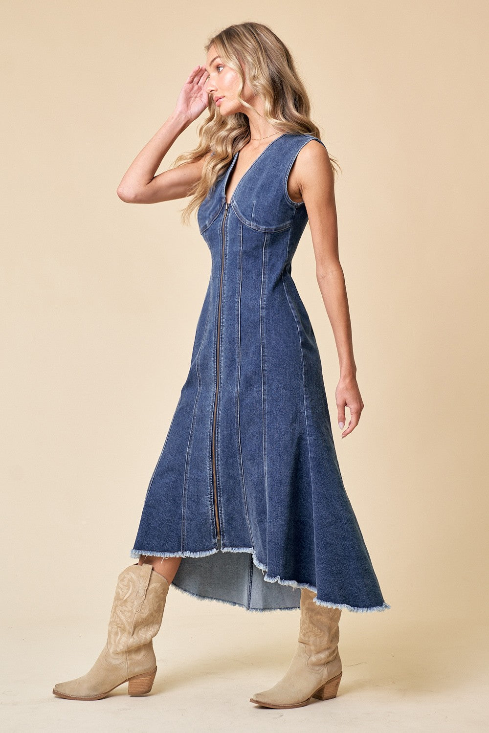 Panelled Midi Denim Dress