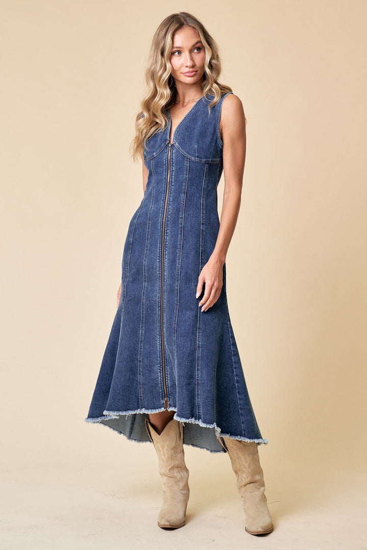 Panelled Midi Denim Dress