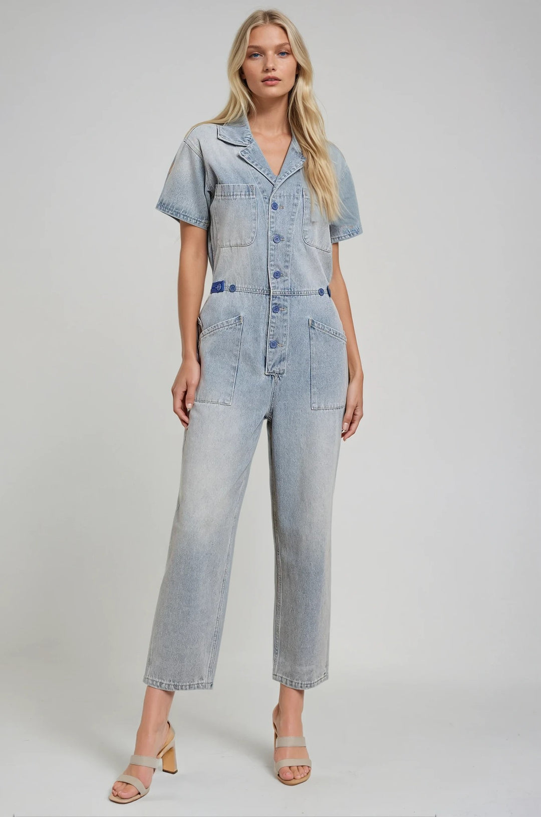 Light Denim Utility Jumpsuit