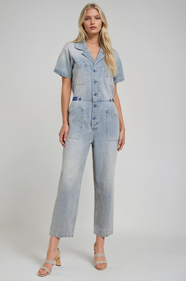 Light Denim Utility Jumpsuit