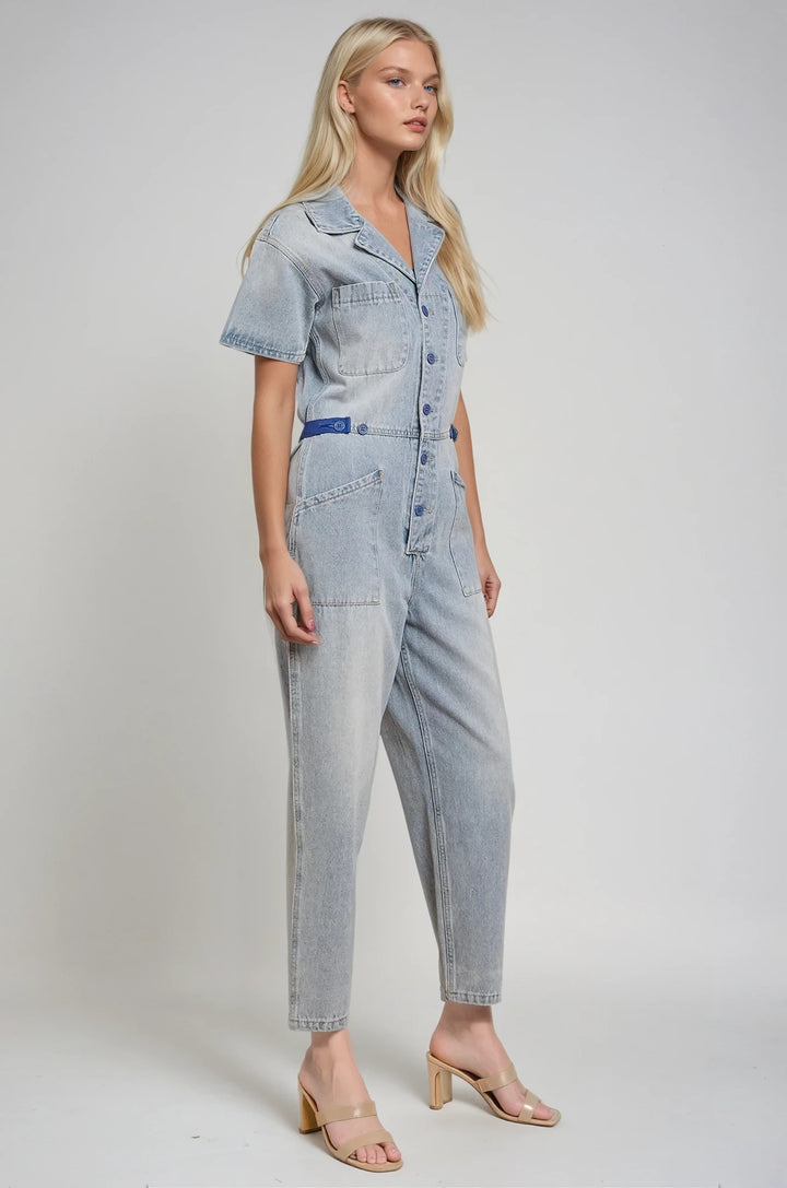 Light Denim Utility Jumpsuit