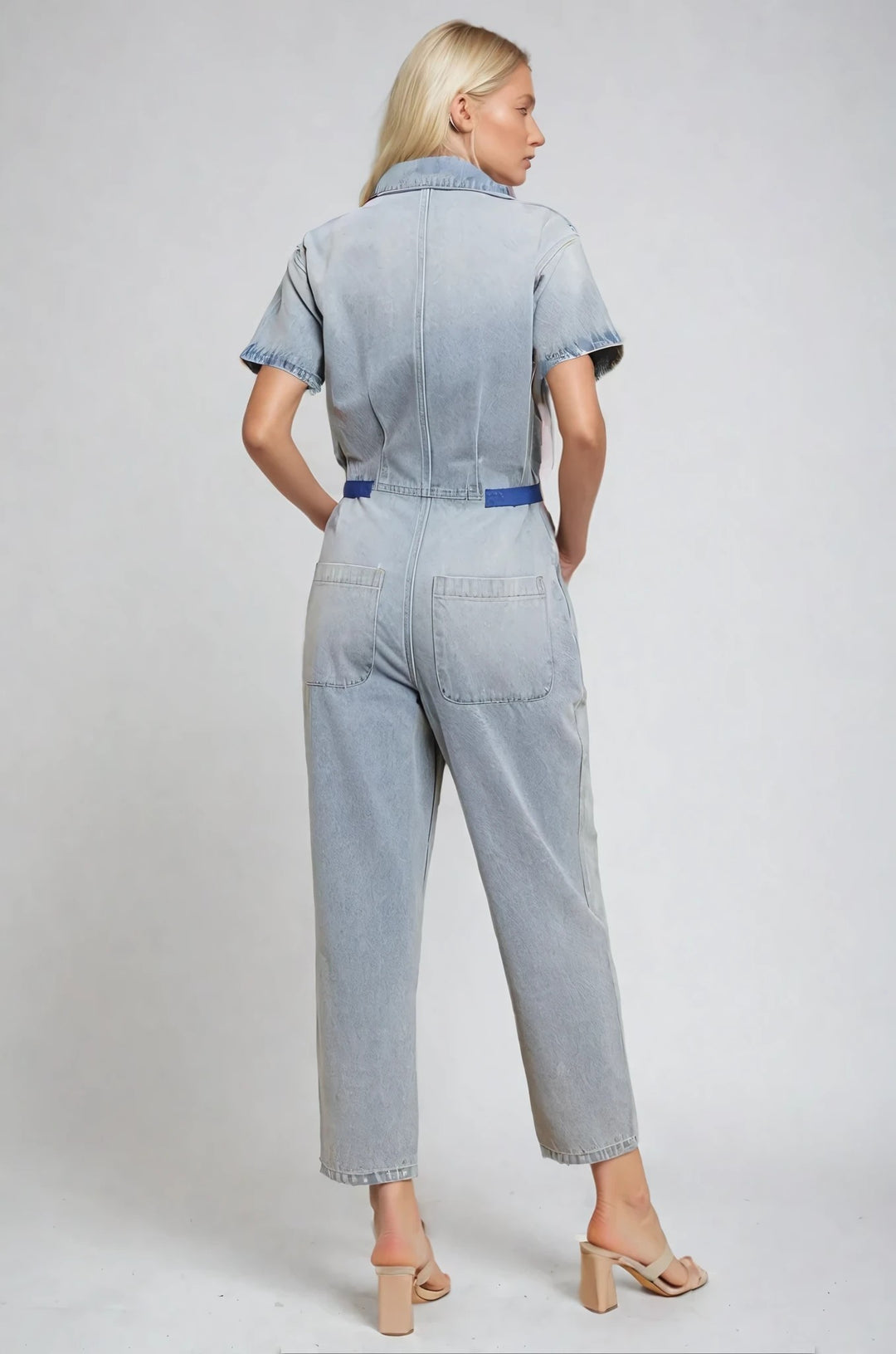 Light Denim Utility Jumpsuit