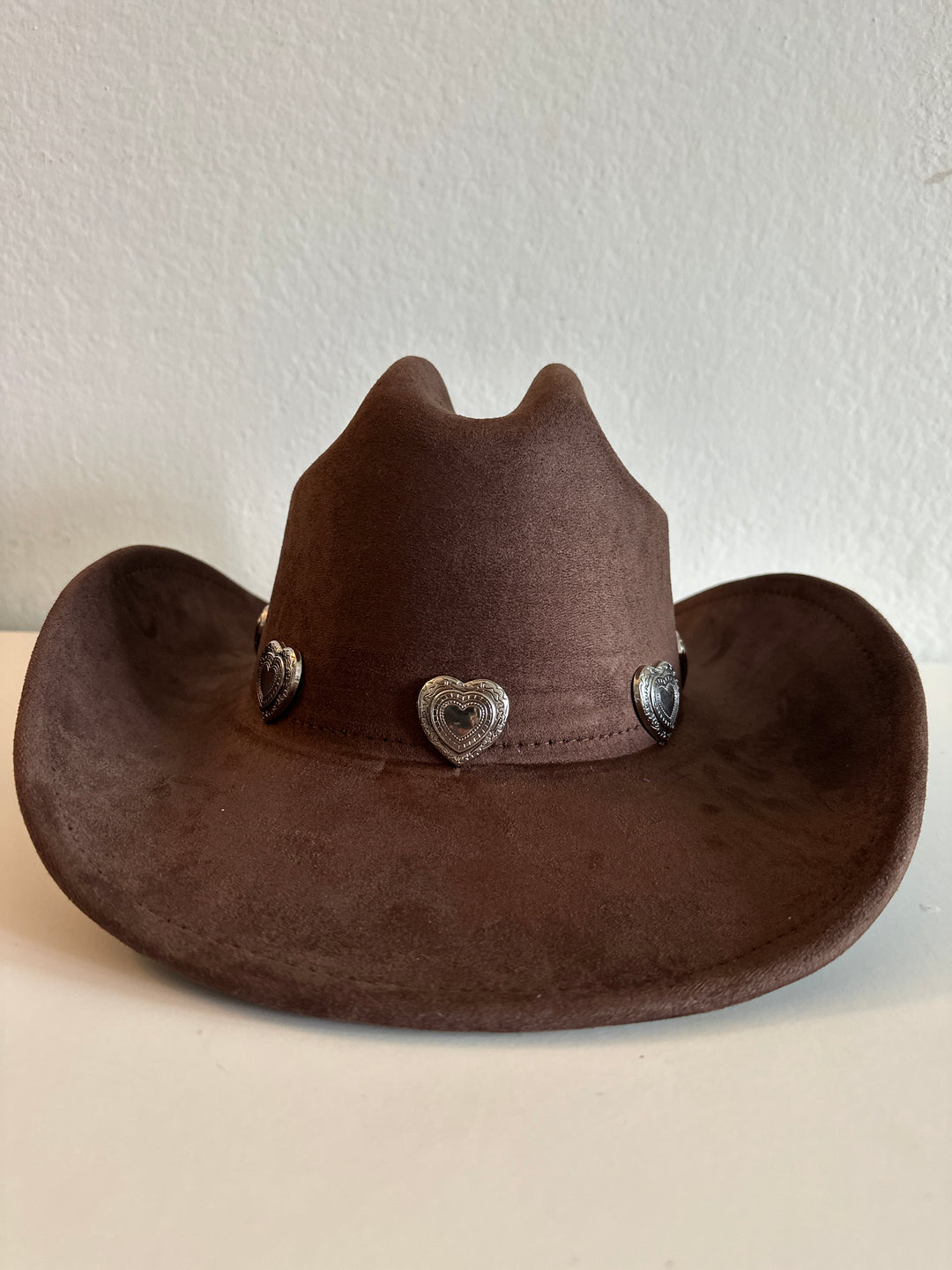 Brown  Cowboy Hat with Heart Accents