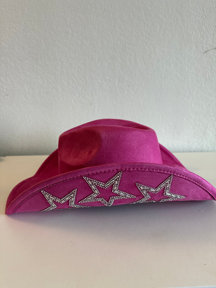 Fuchsia Star-Embellished Cowboy Hat
