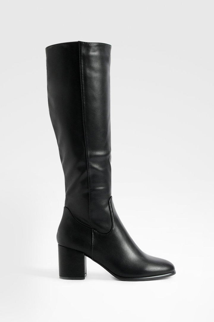 Nicole Black Chunky Heel Knee High Boot