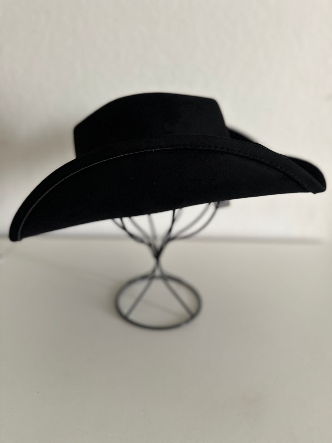 Black Cowboy Hat with Braided and Studded Detail