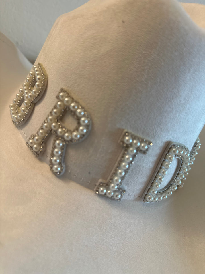 Ivory White Faux Suede Cowgirl Bride Hat with Pearl Detailed Letters