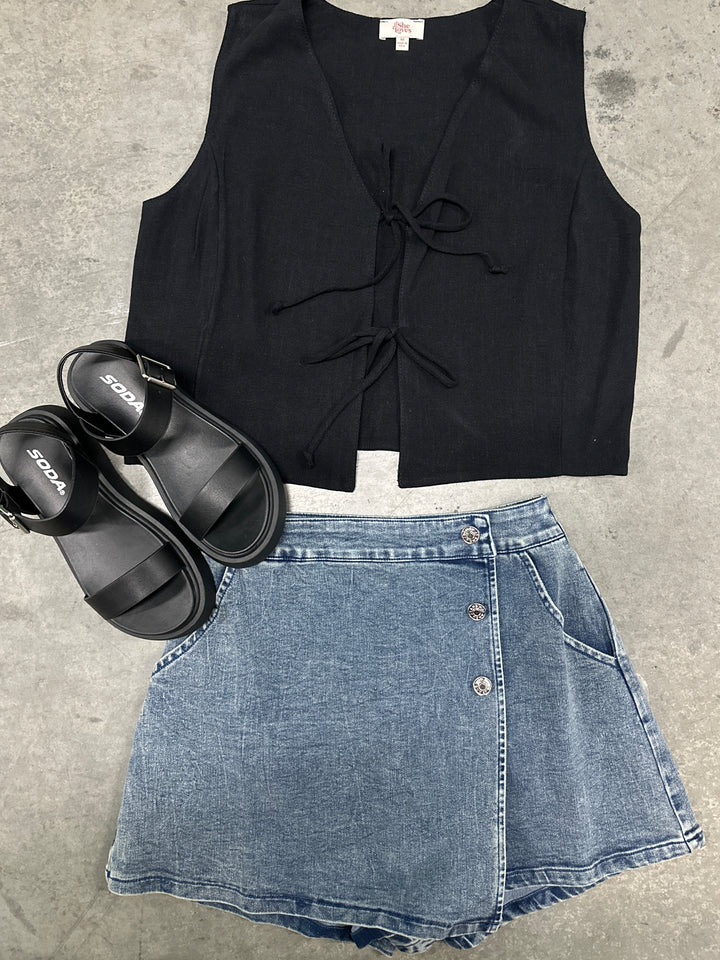 Stylish Blue Denim Skort