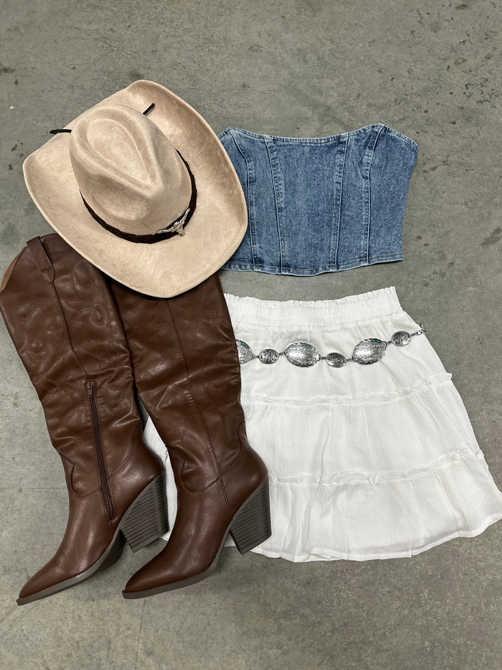 Bull Head Beige Cowboy Hat