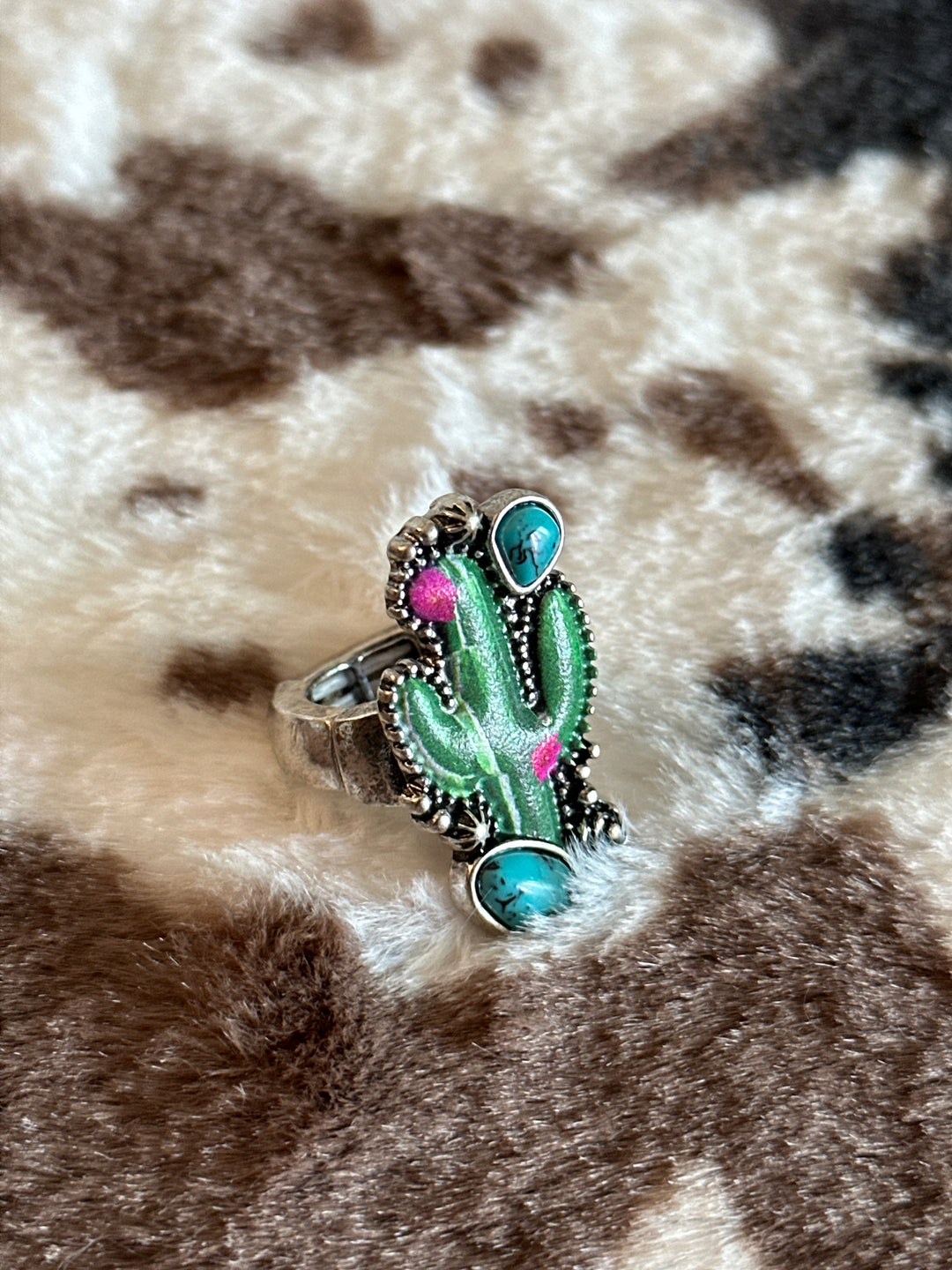 Western Turquoise Cactus Ring
