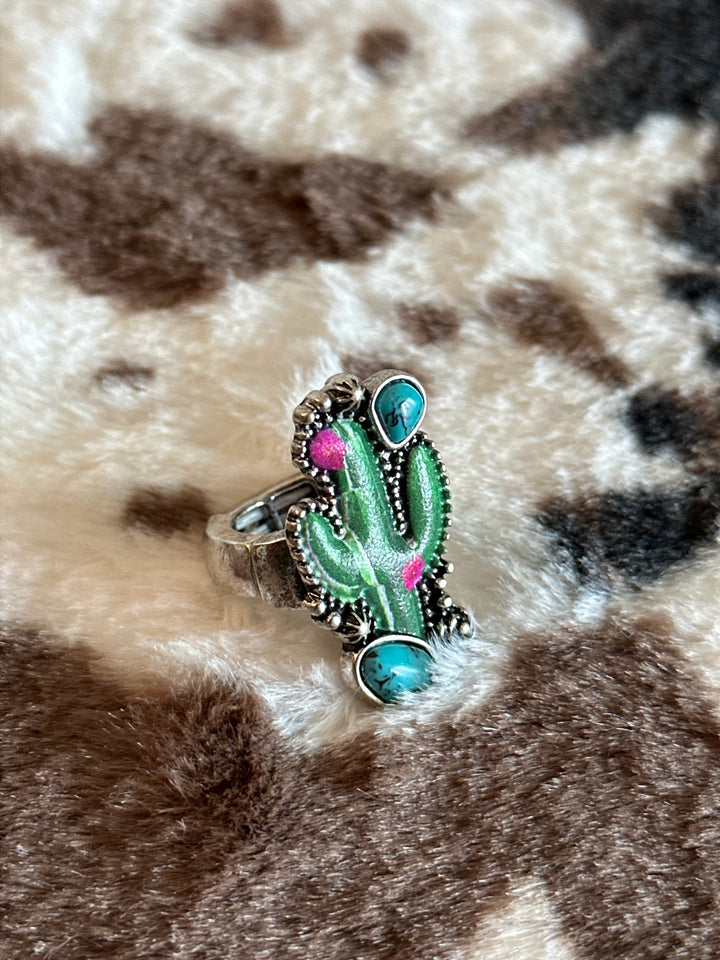 Western Turquoise Cactus Ring