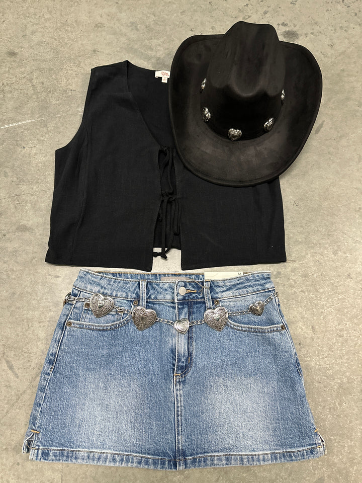 Light Denim Skirt with Slit