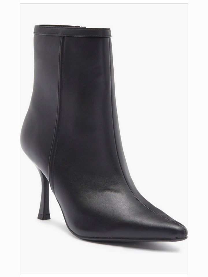 Ruby Black Faux Leather Pointed Toe Booties