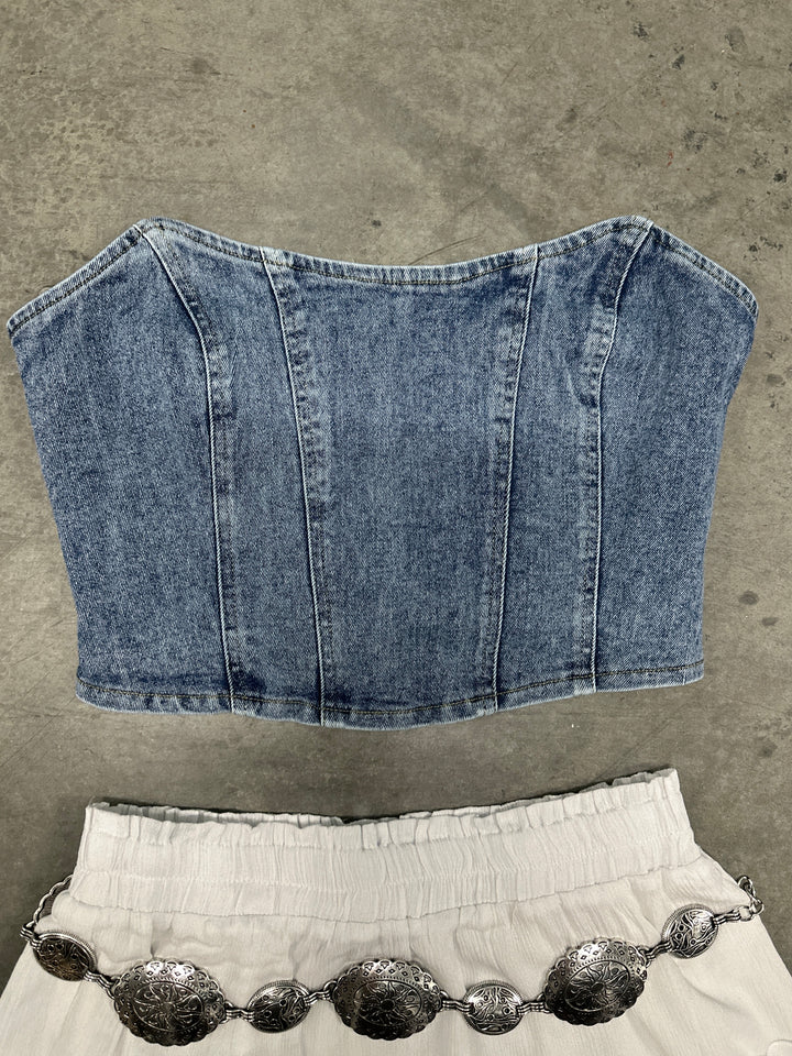 Strapless Denim Corset Top