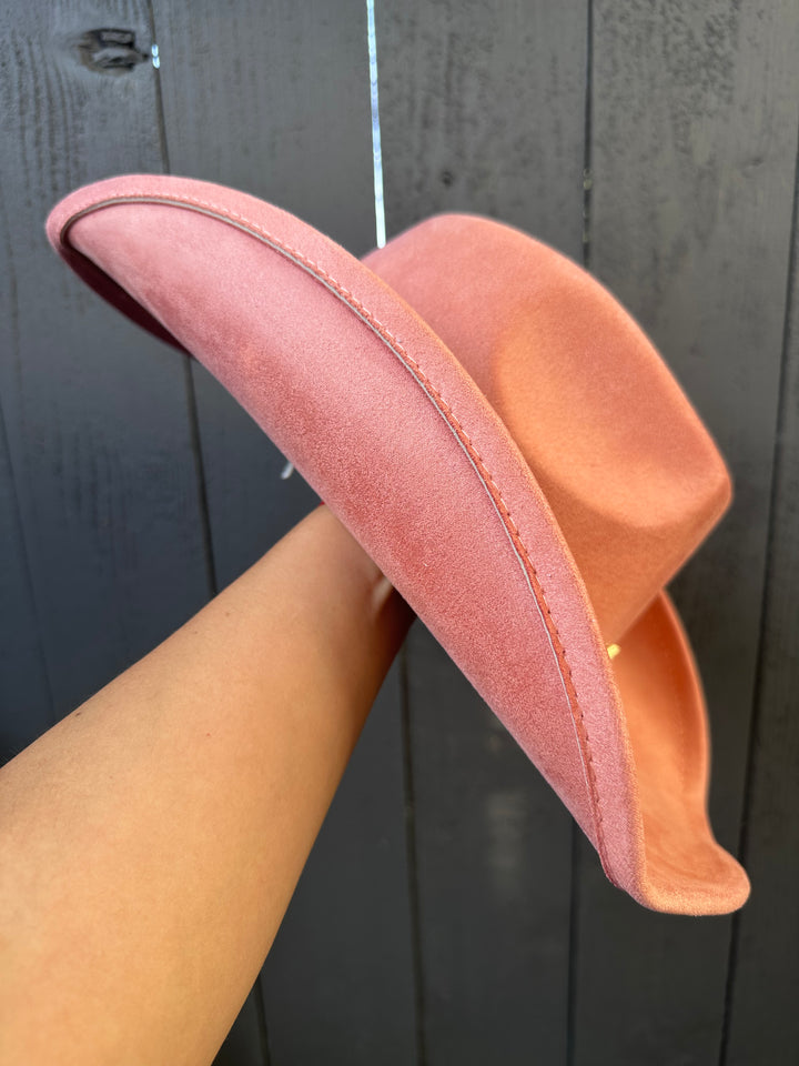 Peach Cowgirl Hat with Metallic Gold Sea Life Charms