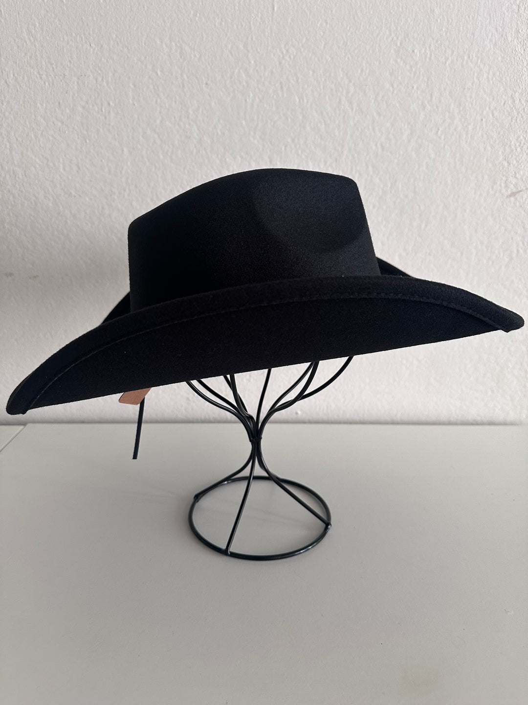 Black Cowboy Hat with Braided Silver Embellished Rhinestones Trim