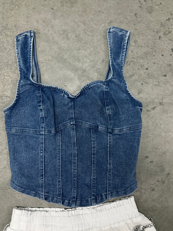 Denim Sweetheart Corset Top