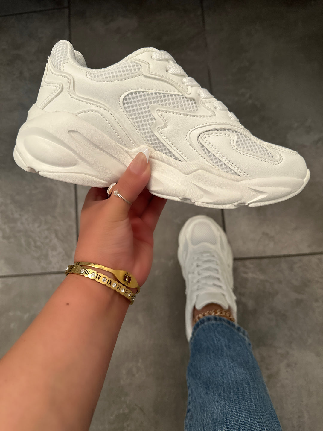 White Chunky Sneakers- Allison