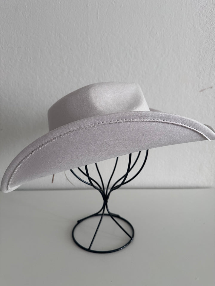Ivory Elegant Rhinestone Faux Suede Cowboy Hat