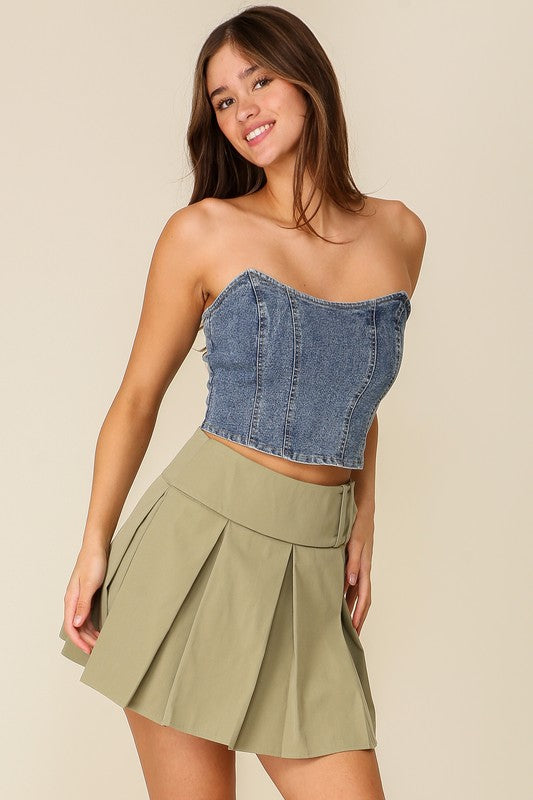 Strapless Denim Corset Top