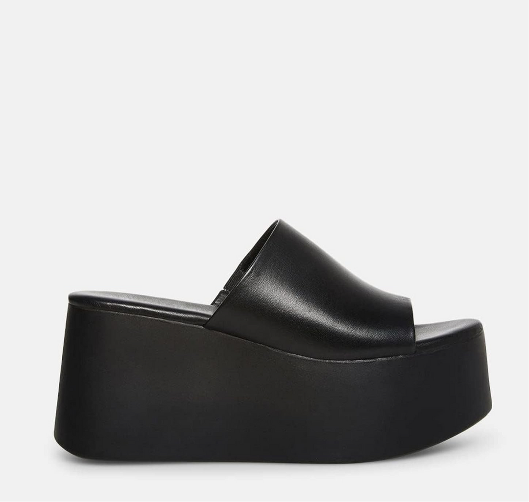 Black Platform Mule Sandals- Nelly