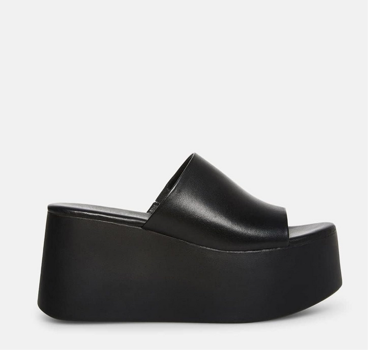 Black Platform Mule Sandals- Nelly