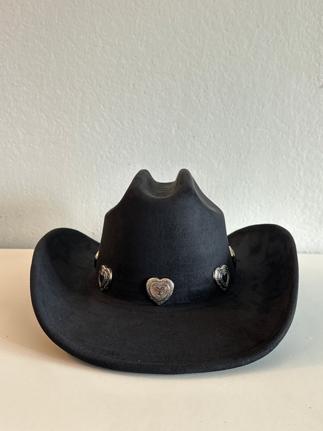 Black Cowboy Hat with Heart Accents