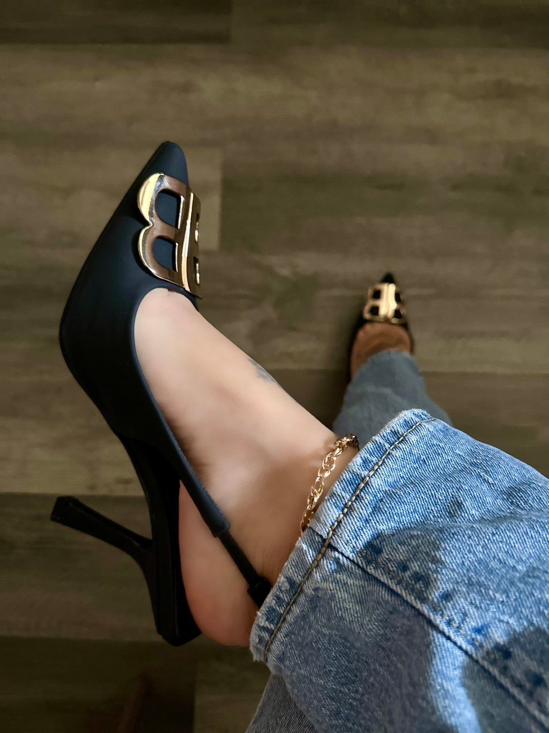 Black Nubuck Pointed Toe Slingback Heels- Savanna