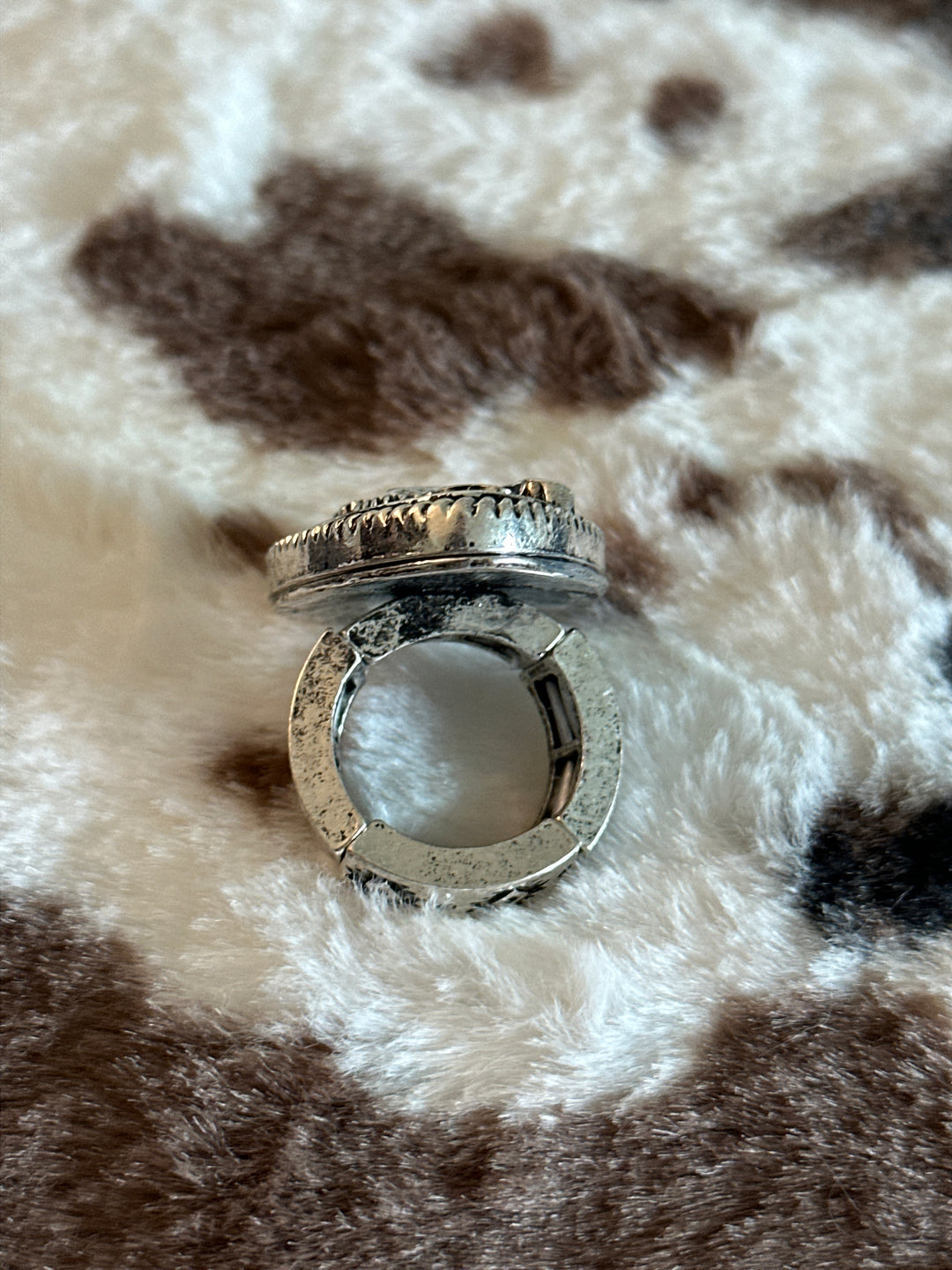 Western Style Cowboy Theme Pink Teardrop Ring