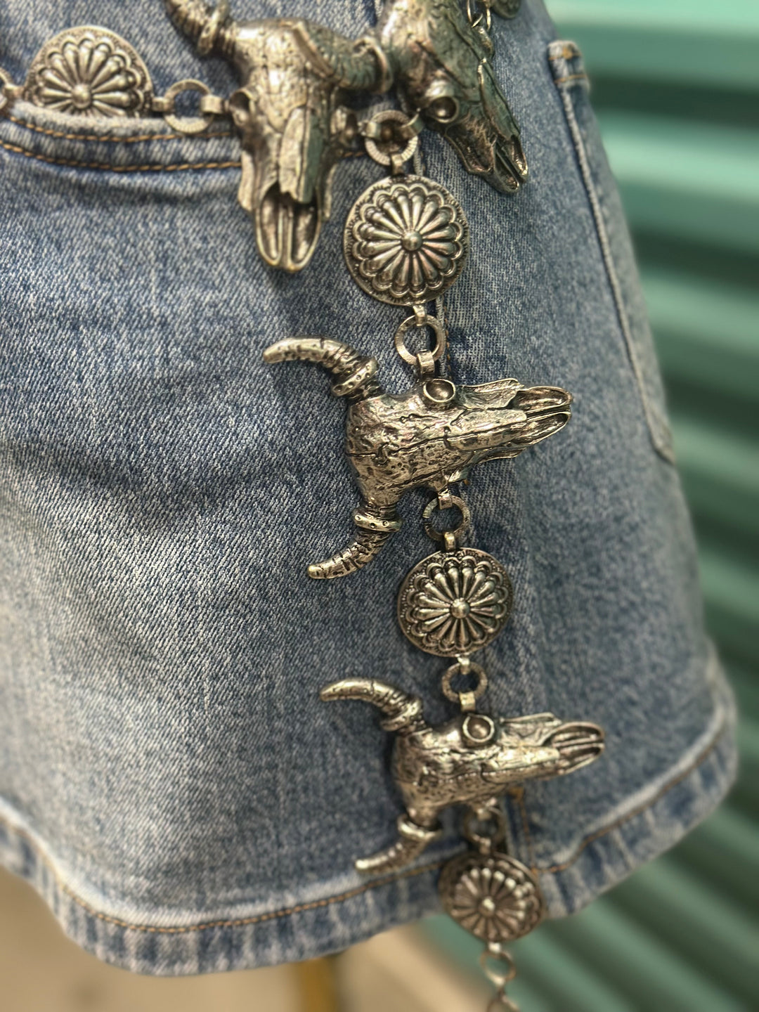 Heavy Metal Silver Longhorn Concho Belt