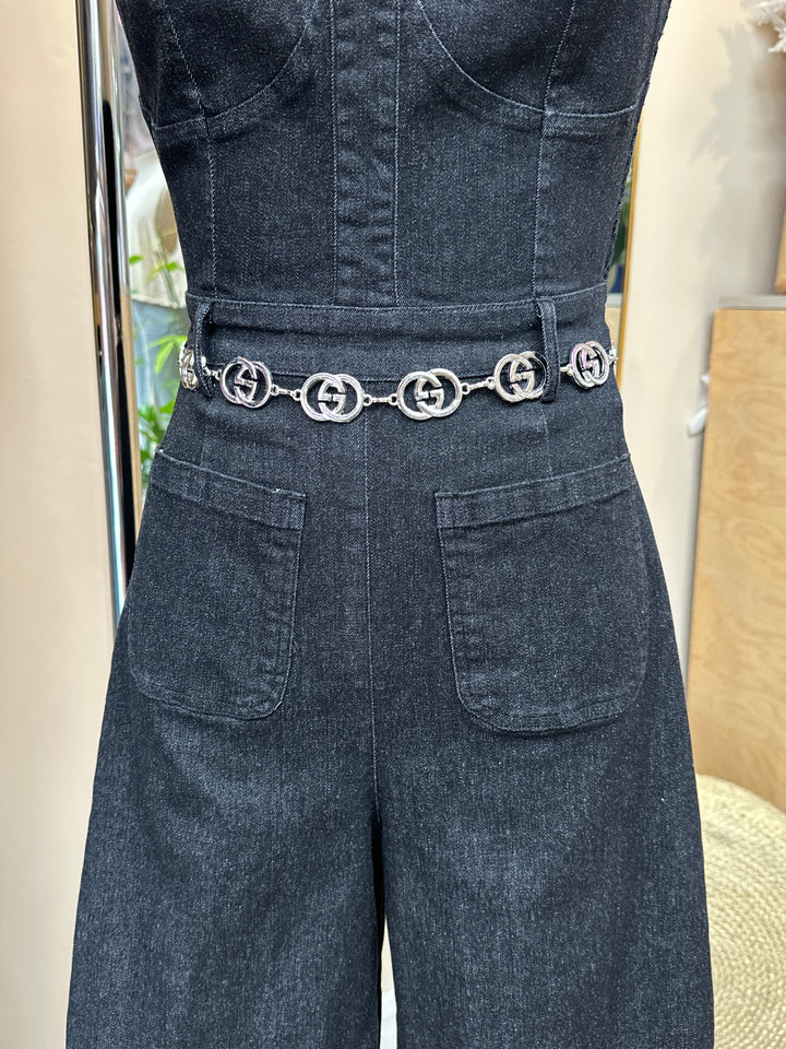 Silver Tone Interlocking Chain Belt