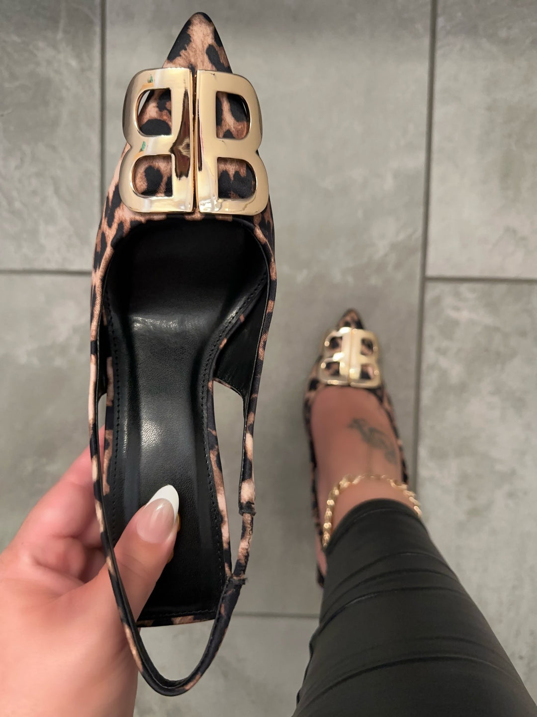 Pointed Toe Leopard Print Slingback Heels- Savanna