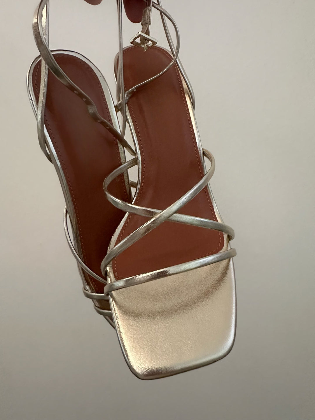 Metallic Gold Strappy Stiletto Heels- Celine