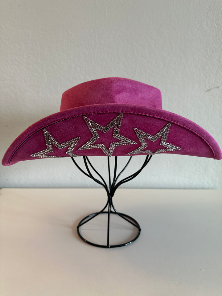 Fuchsia Star-Embellished Cowboy Hat