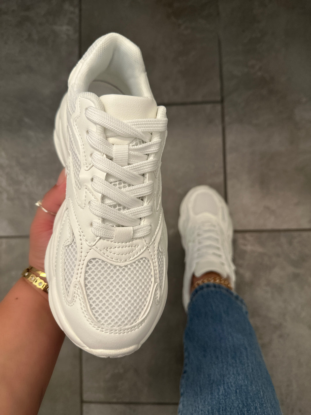 White Chunky Sneakers- Allison