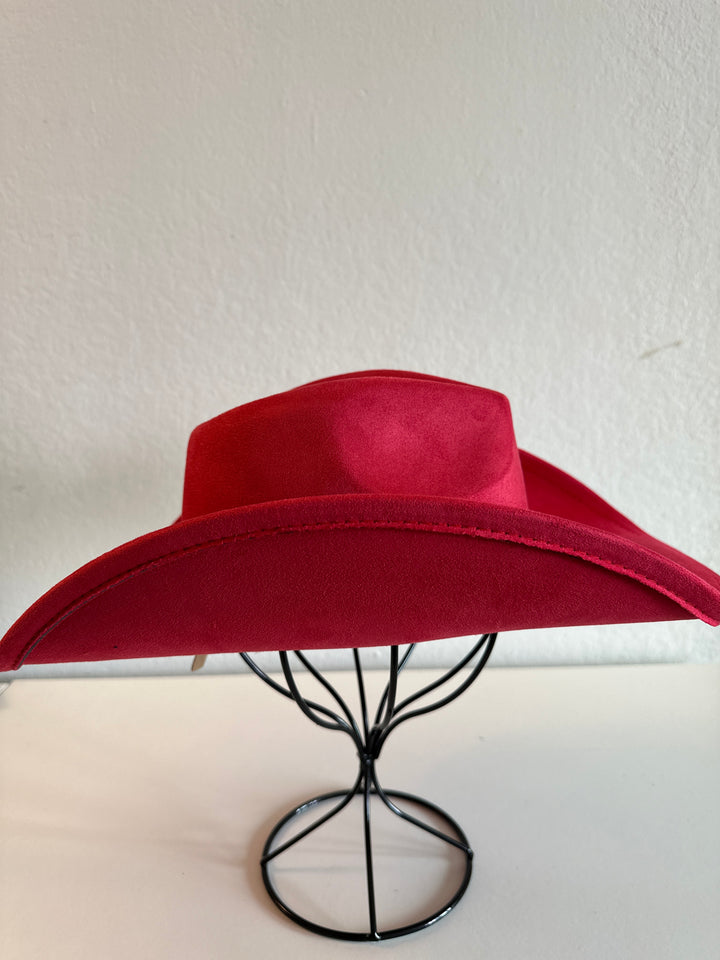 Red Cowboy Hat with Heart Rhinestones